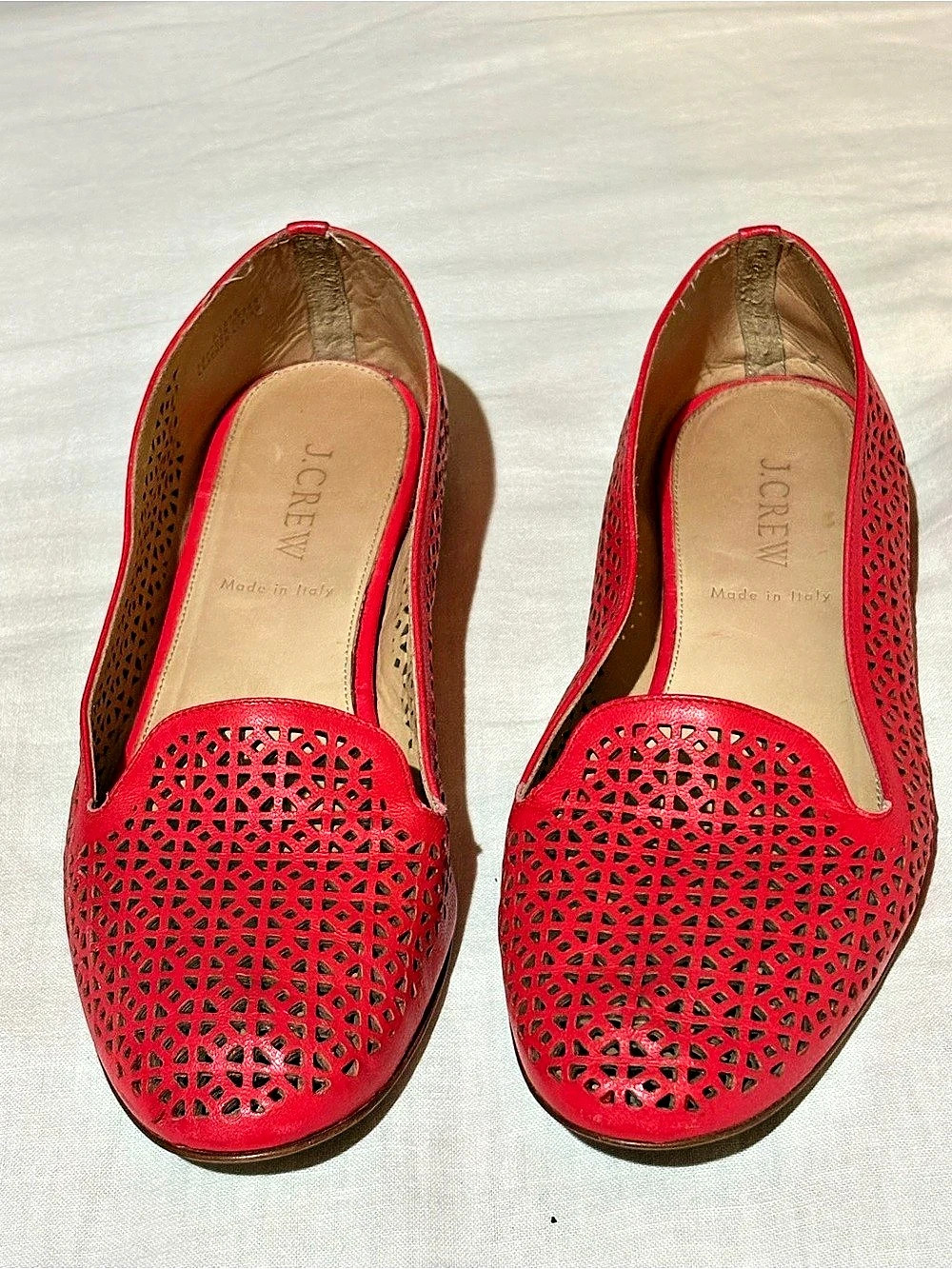 J.Crew Red Perforated Leather Flats US 6
